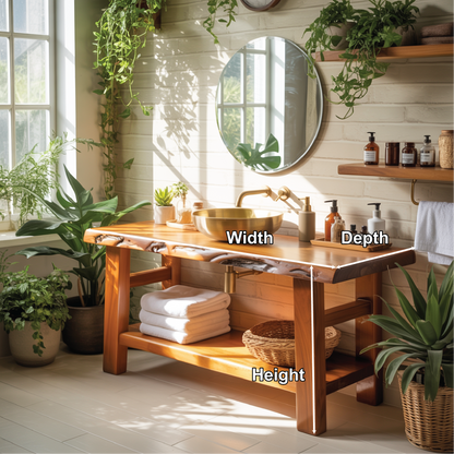 Solid Wood Live Edge Bathroom Vanity – Handcrafted Natural Timber Sink Console Lynnsnail