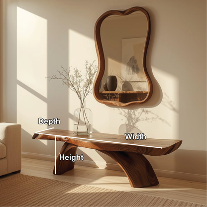 Handcrafted Solid Wood Entryway Bench with Curved Live Edge Design for Modern Natural Interiors Lynnsnail