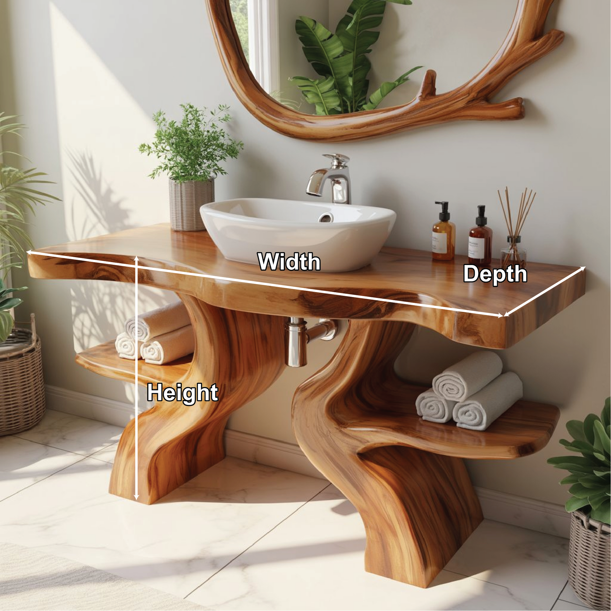 Handcrafted Solid Wood Bathroom Vanity with Live Edge Design for Natural Luxury Spaces Lynnsnail