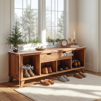 Handcrafted Solid Wood Entryway Bench – Rustic Bench for Natural Modern Home Décor Lynnsnail
