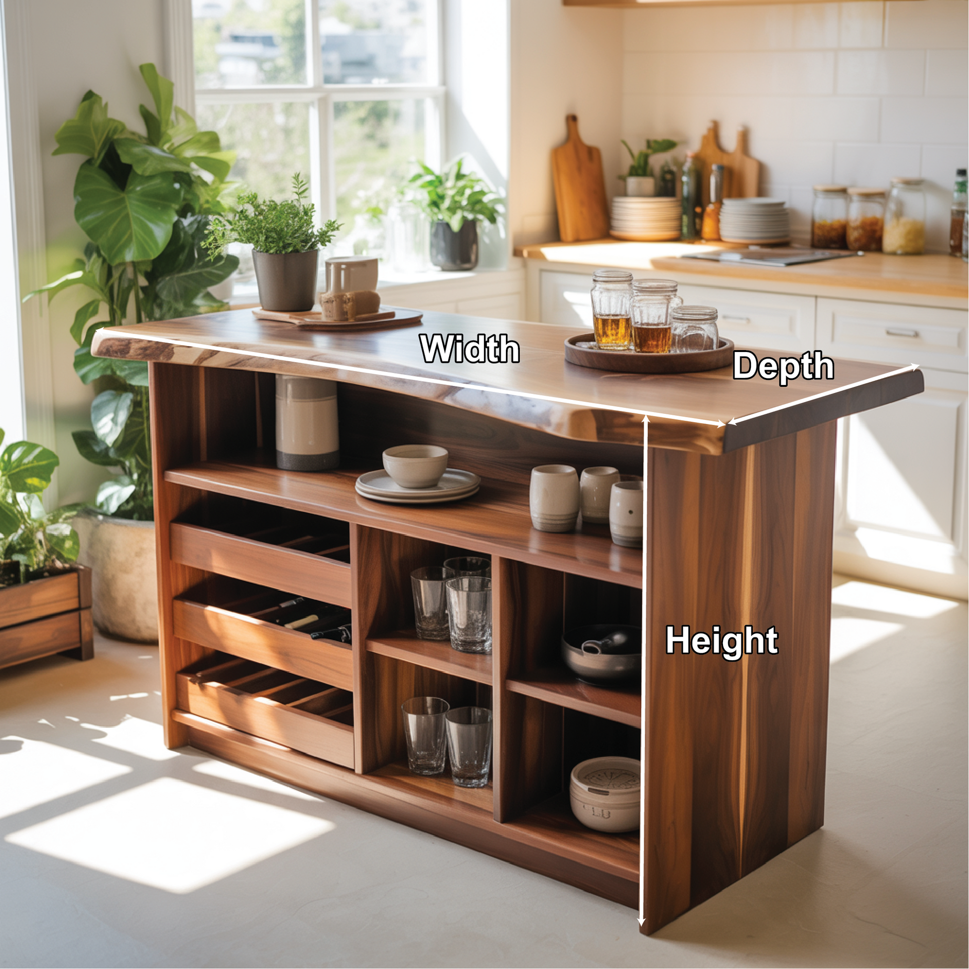 Handcrafted Solid Wood Dining Wine Cabinet with Open Shelves and Bottle Storage for Modern Kitchens Lynnsnail