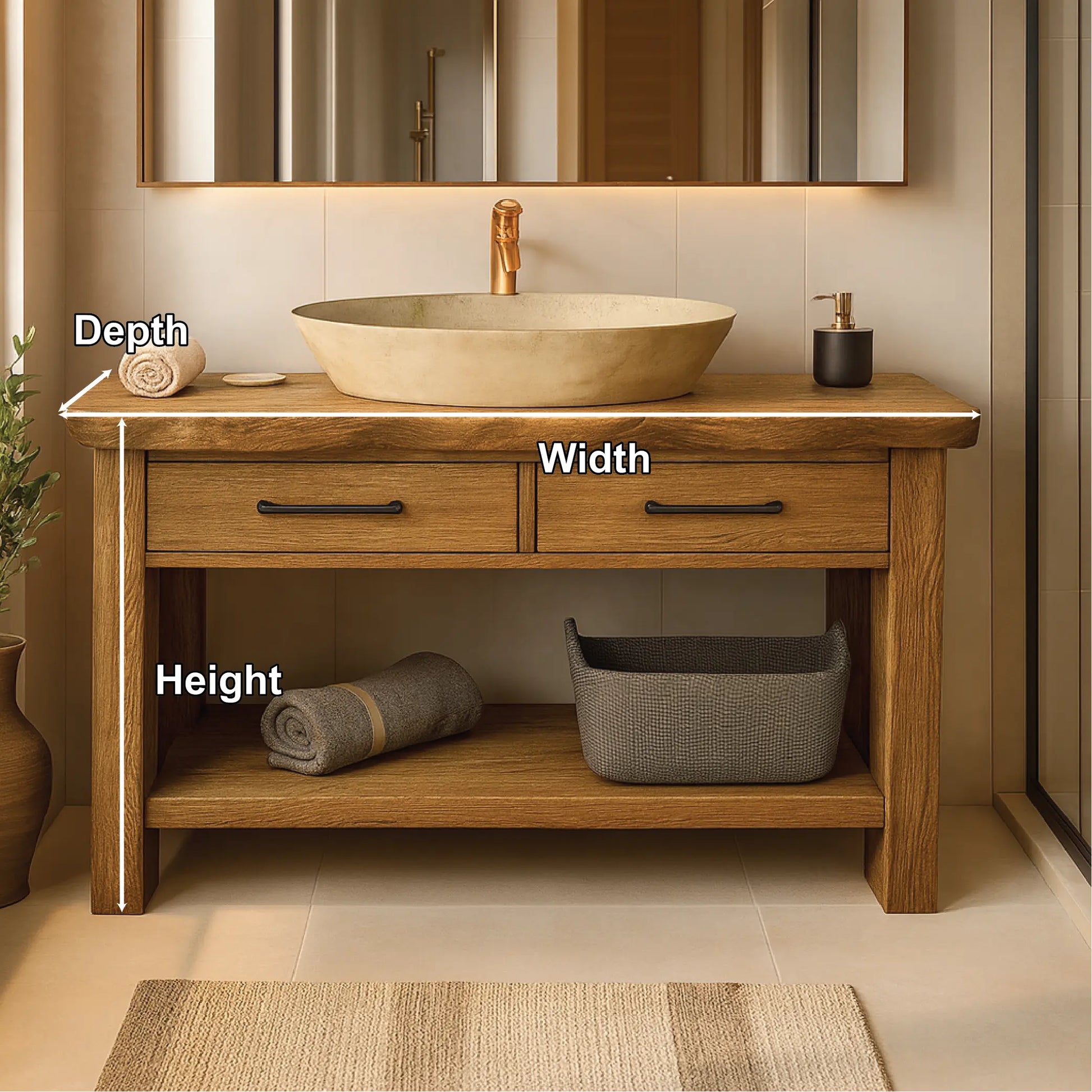 Handcrafted Solid Wood Bathroom Vanity with Drawers and Live Edge Design for Rustic Modern Spaces Lynnsnail