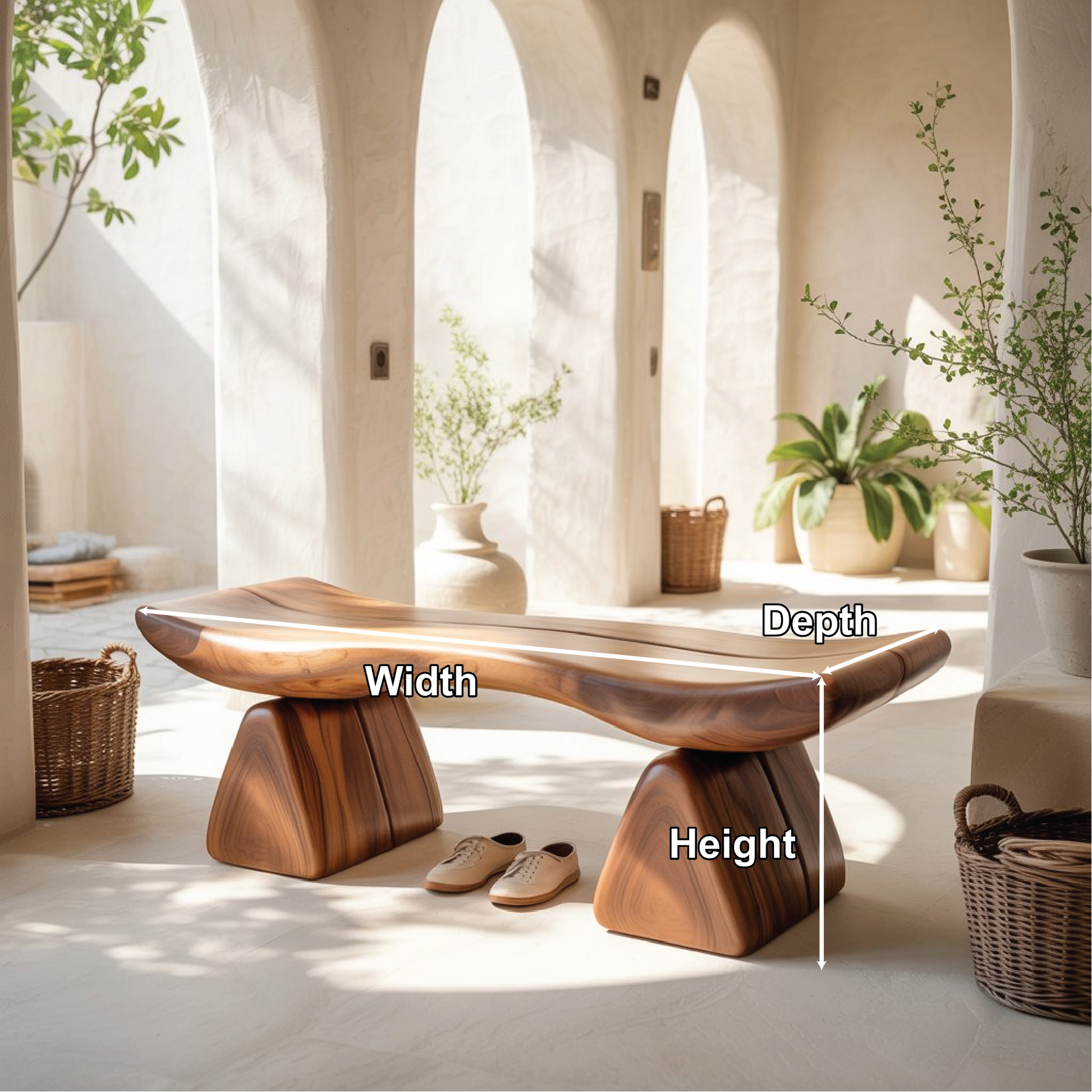 Handcrafted Solid Wood Entryway Bench with Sculpted Organic Form for Modern Minimalist Spaces Lynnsnail