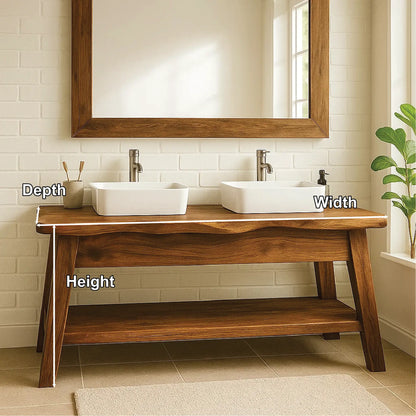 Handcrafted Double Sink Solid Wood Bathroom Vanity with Live Edge Design for Modern Rustic Homes Lynnsnail