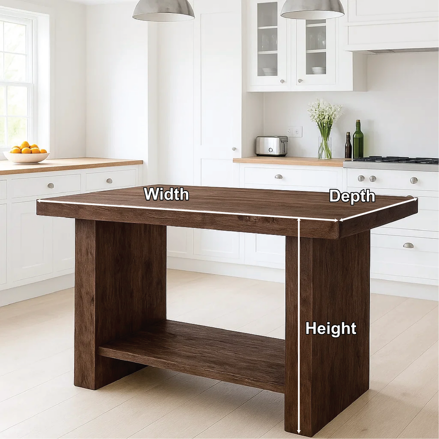 Handcrafted Solid Wood Dining Table – Dark Walnut Kitchen Table with Contemporary Design
