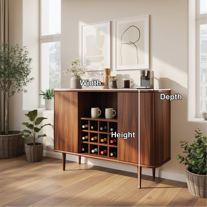 Solid Wood Wine Storage Cabinet with Built-In Bottle Rack and Sliding Doors for Modern Homes Lynnsnail