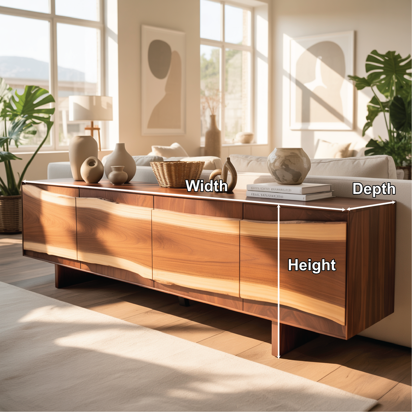 Solid Wood Console Table with Natural Flowing Grain | Handcrafted Luxury Living Room Furniture Lynnsnail