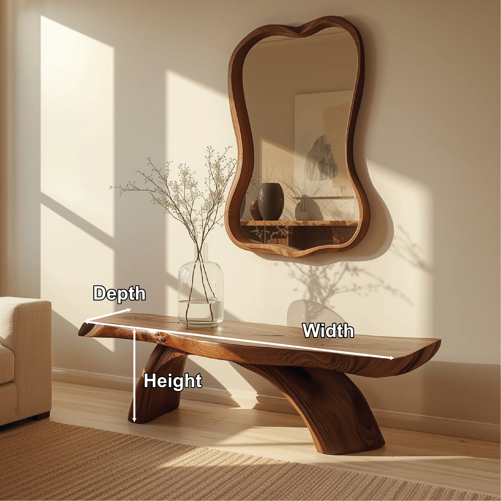 Handcrafted Solid Wood Entryway Bench with Curved Live Edge Design for Modern Natural Interiors Lynnsnail