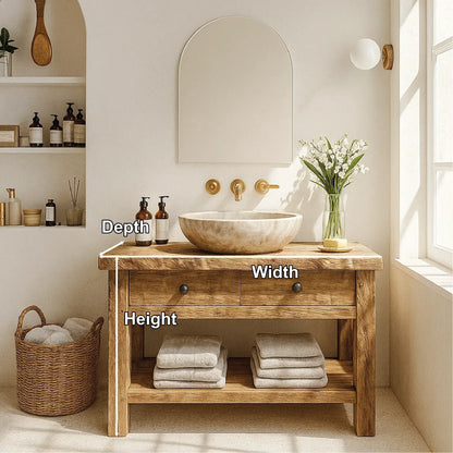 Handcrafted Solid Wood Bathroom Vanity with Double Drawers and Shelf for Natural Modern Homes Lynnsnail