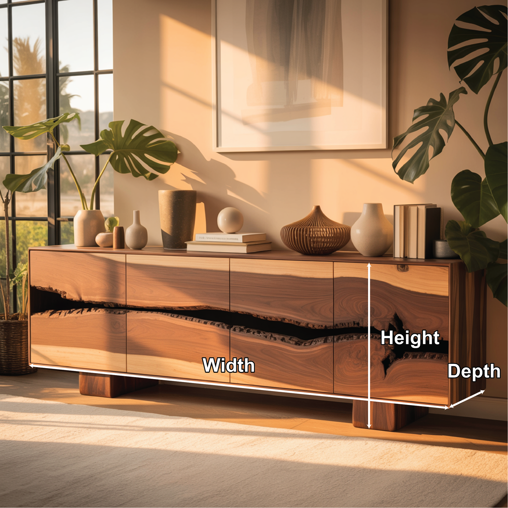Handcrafted Solid Wood Console Table with Natural Live-Edge Pattern for Modern Living Spaces Lynnsnail