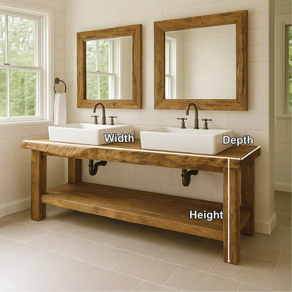 Handcrafted Double Sink Solid Wood Bathroom Vanity with Natural Finish for Modern Rustic Spaces Lynnsnail