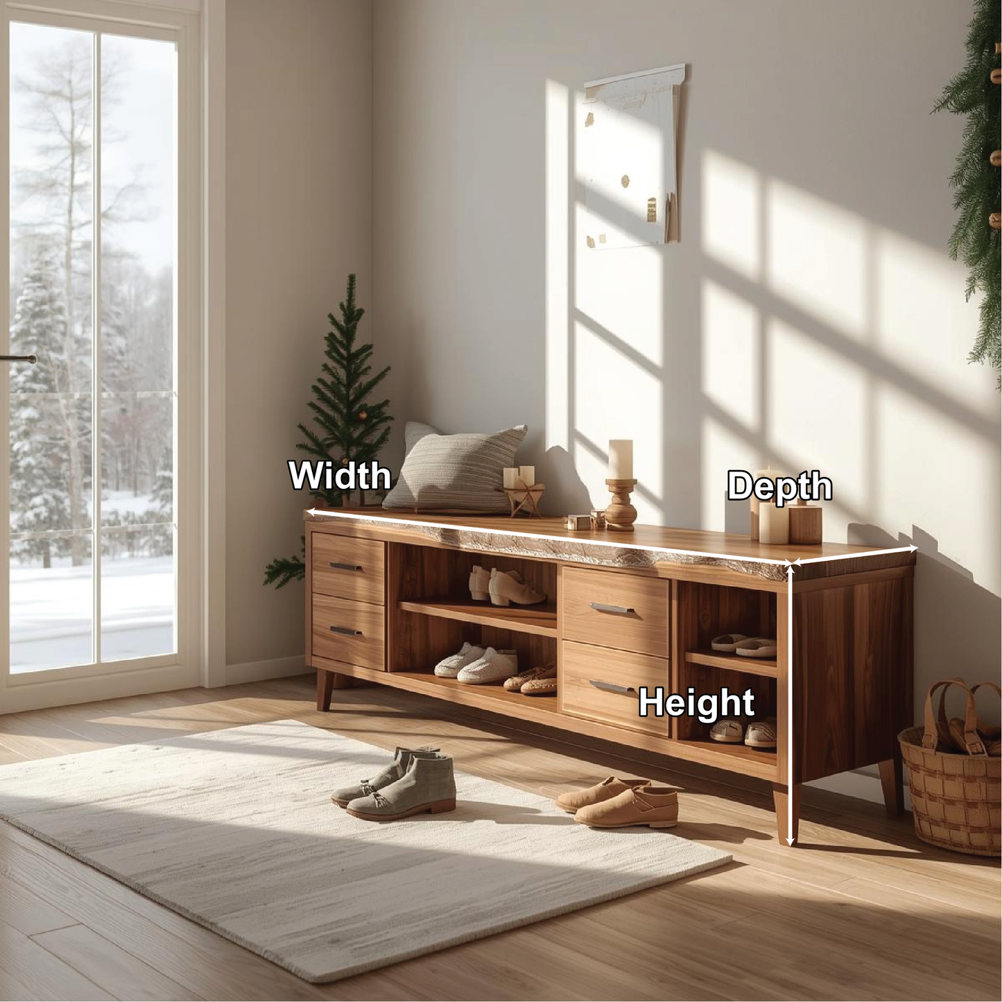 Handcrafted Solid Wood Entryway Bench with Storage Drawers and Live Edge Rustic Design Lynnsnail