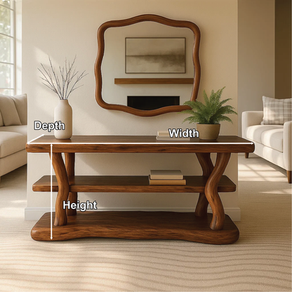 Handcrafted Solid Wood Console Table with Organic Curved Legs and Natural Smooth Finish Lynnsnail