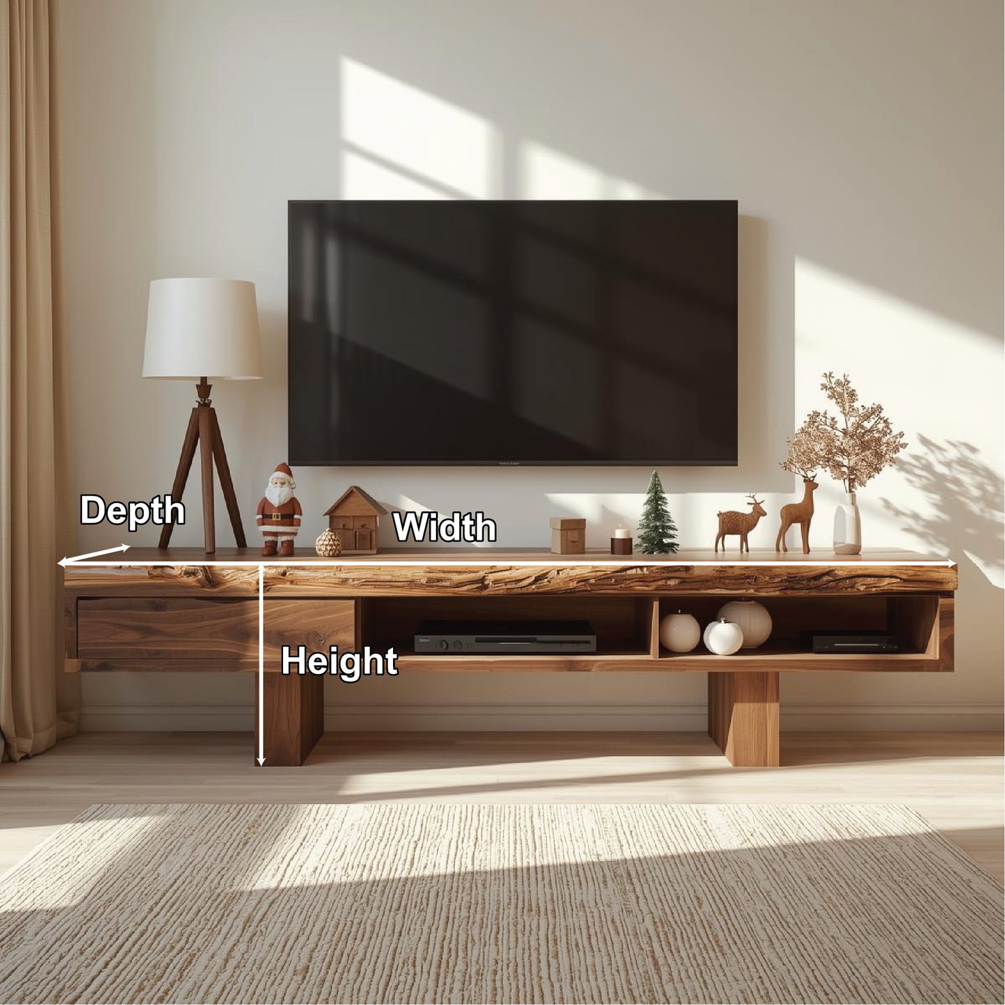 Handcrafted Solid Wood Live Edge TV Stand with Minimalist Design for Elegant Modern Interiors Lynnsnail