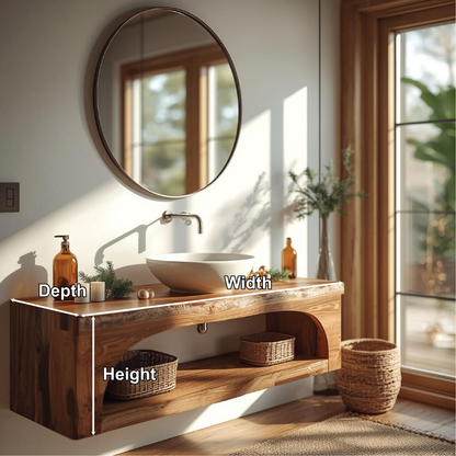 Handcrafted Solid Wood Floating Vanity with Live Edge Design and Minimalist Natural Finish Lynnsnail