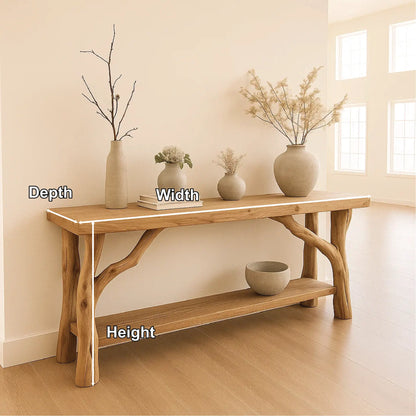 Handcrafted Solid Wood Console Table with Natural Branch Legs for Organic Minimalist Interiors Lynnsnail