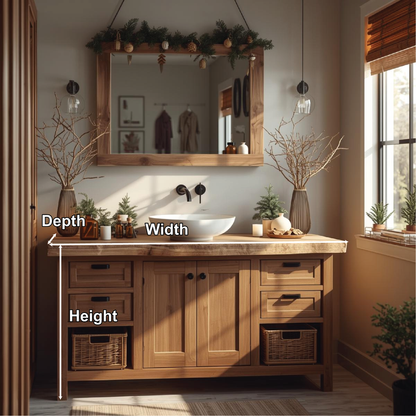 Handcrafted Solid Wood Bathroom Vanity with Live Edge Top and Rustic Storage Design Lynnsnail