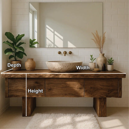 Handcrafted Solid Wood Bathroom Vanity with Live Edge Top and Minimalist Modern Design Lynnsnail
