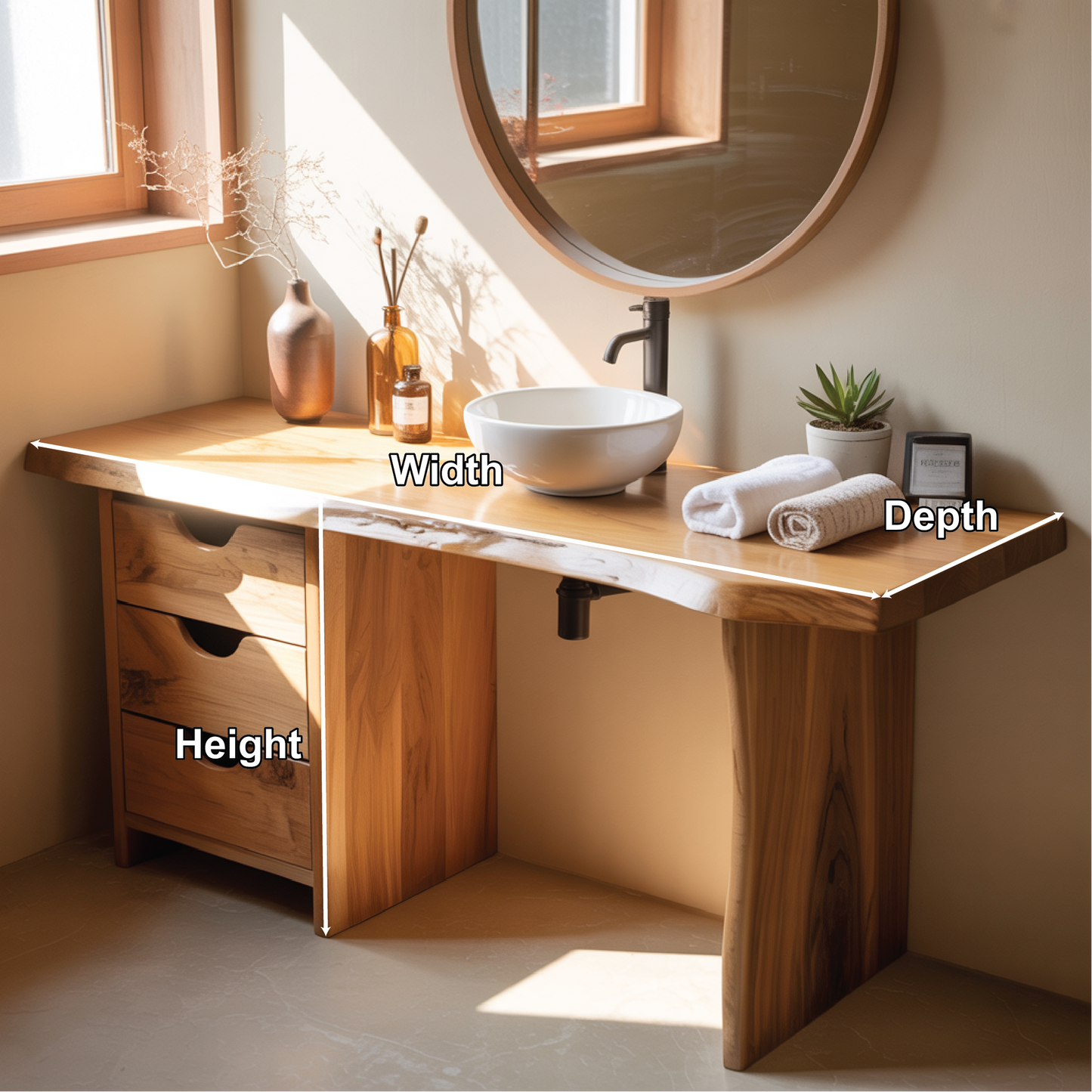 Handcrafted Solid Wood Bathroom Vanity with Live Edge Design for Modern Natural Interiors Lynnsnail