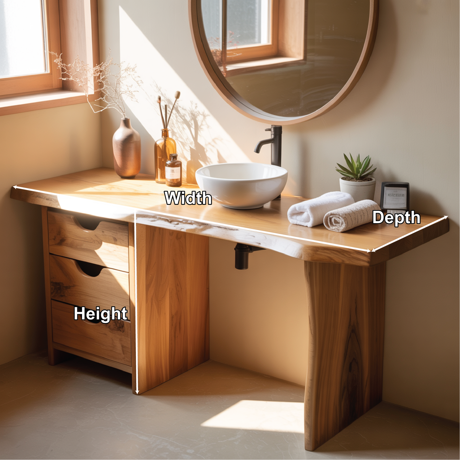 Handcrafted Solid Wood Bathroom Vanity with Live Edge Design for Modern Natural Interiors Lynnsnail