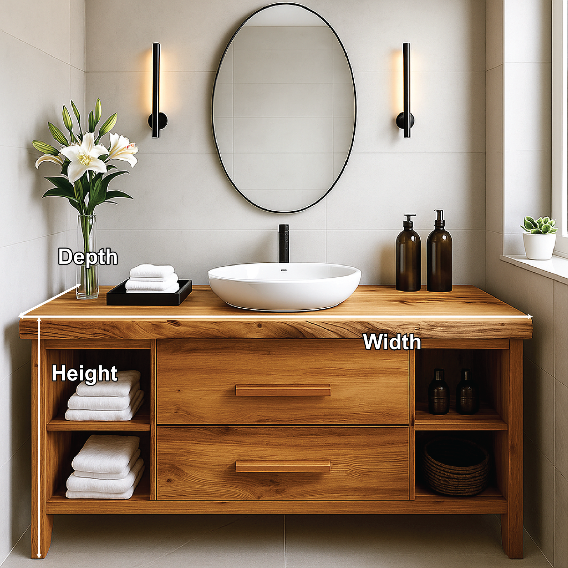 Handcrafted Solid Wood Bathroom Vanity with Drawers and Open Shelves for Modern Interiors Lynnsnail