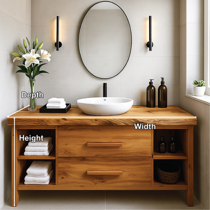 Handcrafted Solid Wood Bathroom Vanity with Drawers and Open Shelves for Modern Interiors Lynnsnail