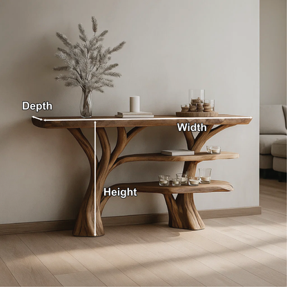 Handcrafted Solid Wood Tree Console Table with Multi-Tier Organic Design for Modern Interiors Lynnsnail