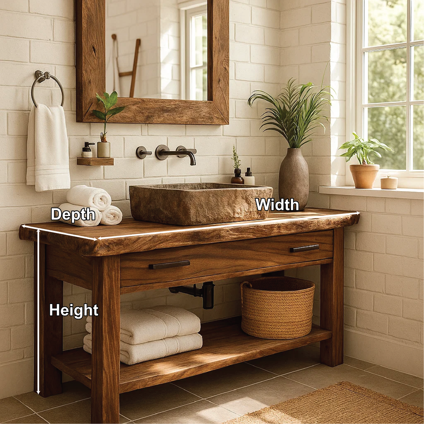 Handcrafted Solid Wood Bathroom Vanity with Rustic Live Edge Design and Modern Farmhouse Charm Lynnsnail
