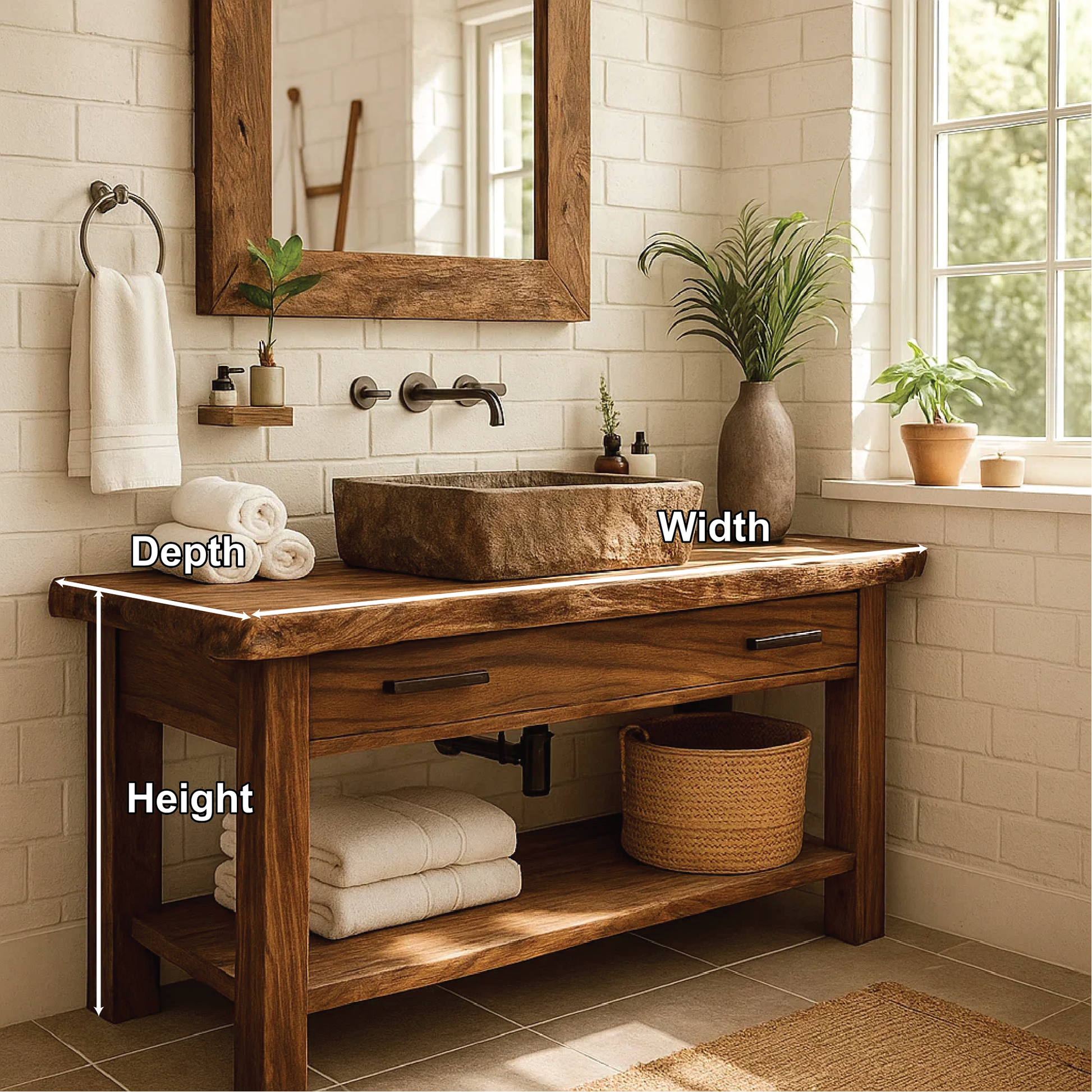 Handcrafted Solid Wood Bathroom Vanity with Rustic Live Edge Design and Modern Farmhouse Charm Lynnsnail