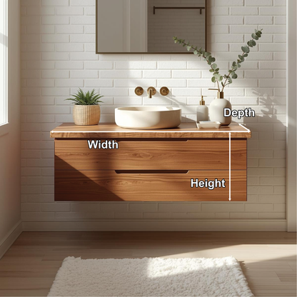 Handcrafted Solid Wood Floating Vanity with Minimalist Design and Natural Live Edge Detail Lynnsnail