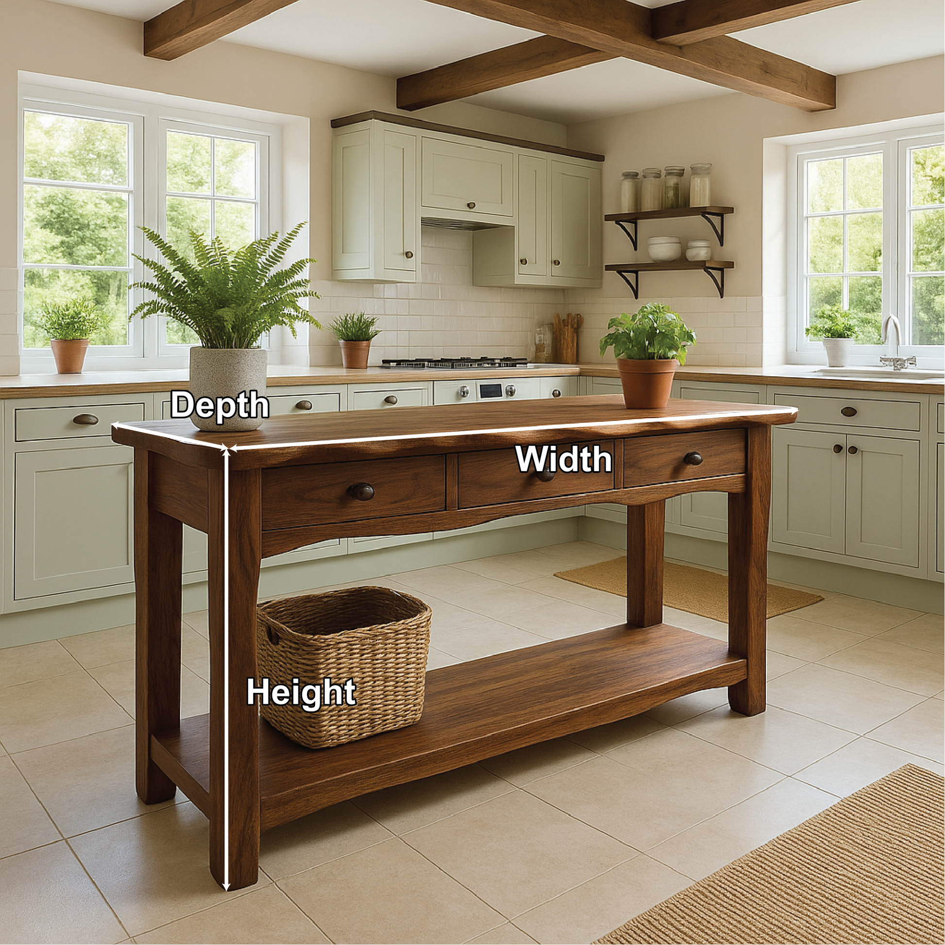 Handcrafted Solid Wood Console Table with Drawers and Shelf for Rustic Farmhouse Kitchen Decor Lynnsnail