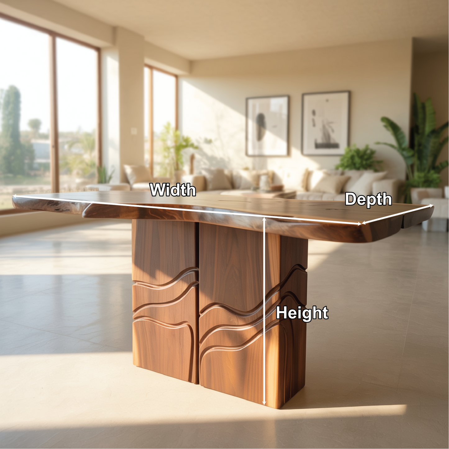 Solid Wood Console Table with Sculpted Base – Handcrafted Live Edge Entryway Furniture Lynnsnail