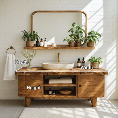 Handcrafted Solid Wood Bathroom Vanity with Live Edge Top and Natural Minimalist Design Lynnsnail