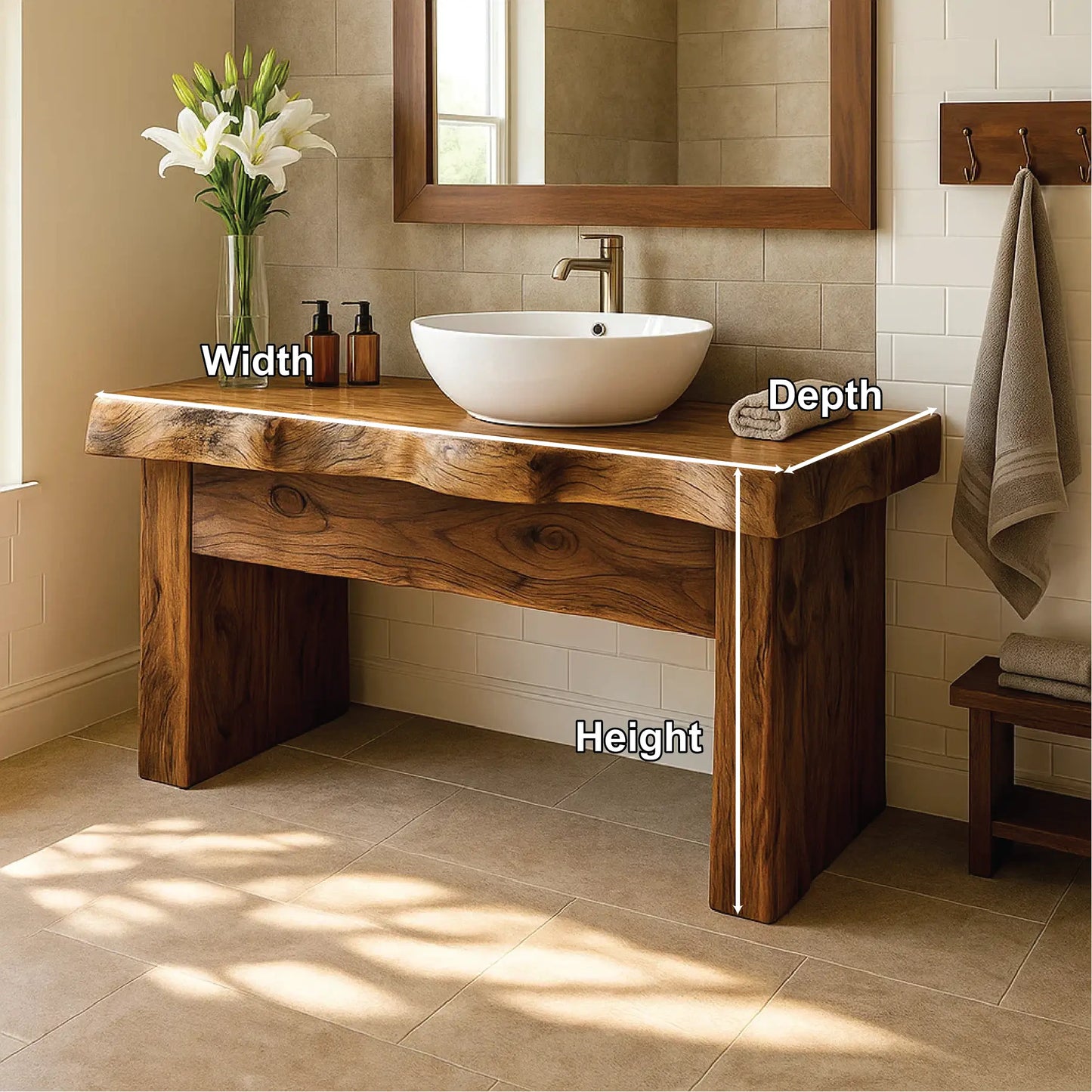 Handcrafted Solid Wood Bathroom Vanity with Live Edge Design for Natural and Modern Interiors Lynnsnail