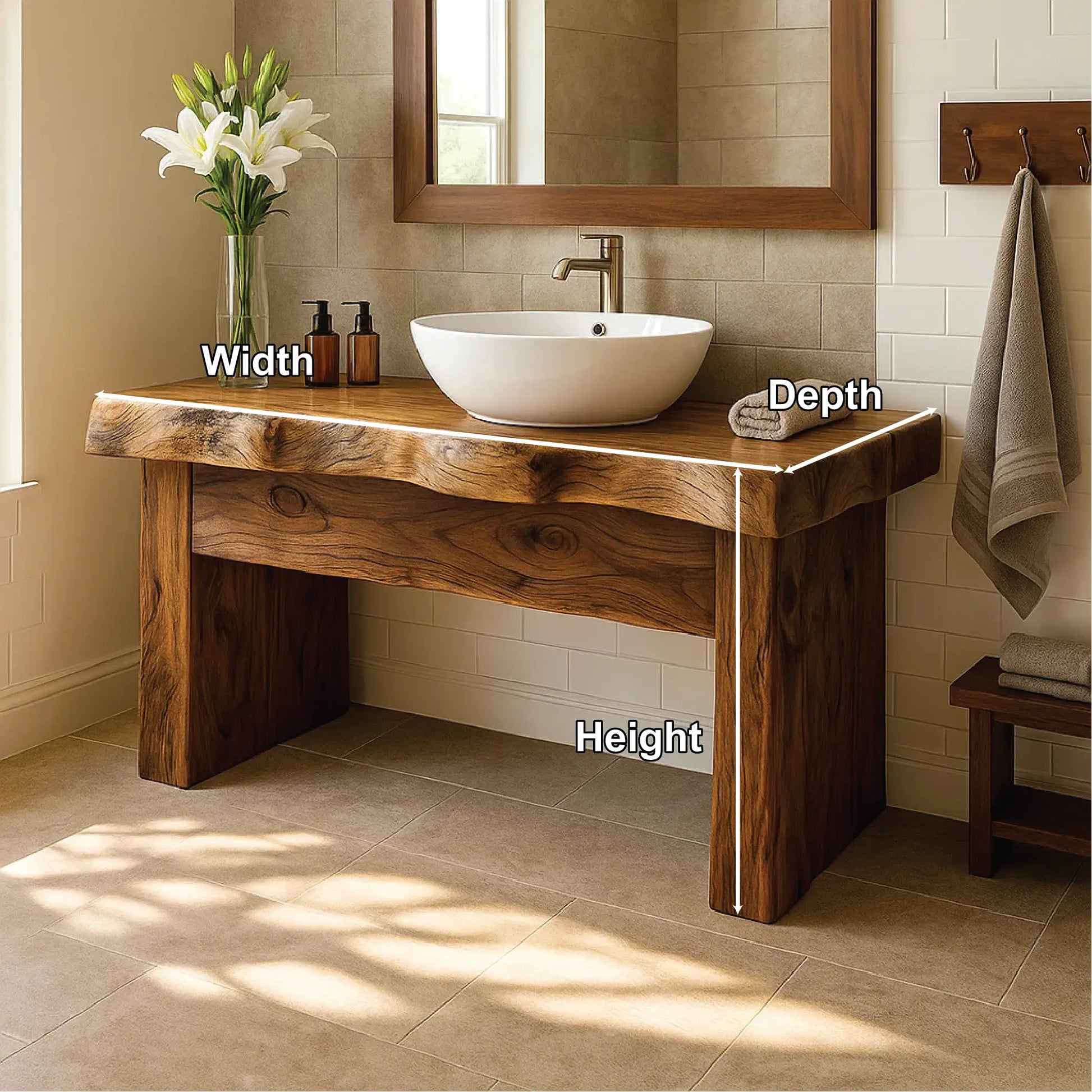 Handcrafted Solid Wood Bathroom Vanity with Live Edge Design for Natural and Modern Interiors Lynnsnail