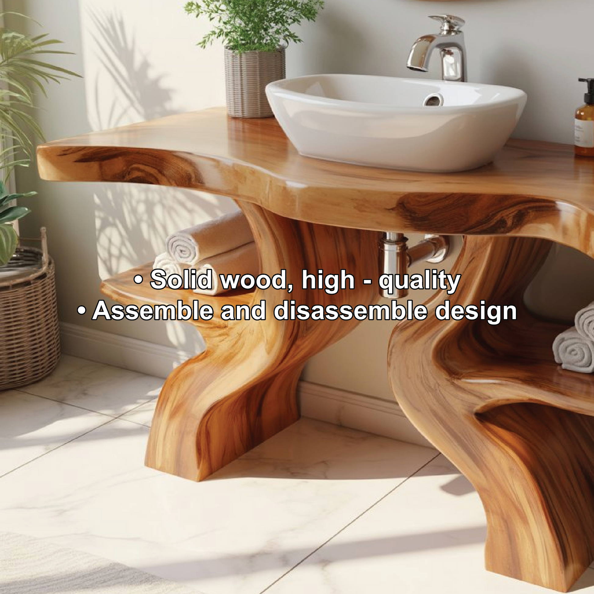 Handcrafted Solid Wood Bathroom Vanity with Live Edge Design for Natural Luxury Spaces Lynnsnail