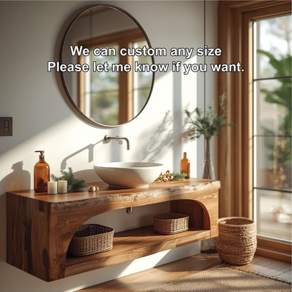 Handcrafted Solid Wood Floating Vanity with Live Edge Design and Minimalist Natural Finish Lynnsnail