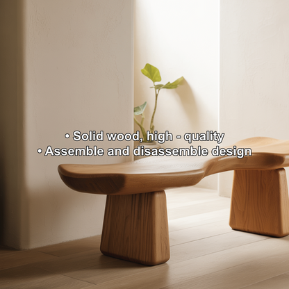 Handcrafted Solid Wood Entryway Bench with Sculptural Organic Seat for Modern Minimalist Homes Lynnsnail