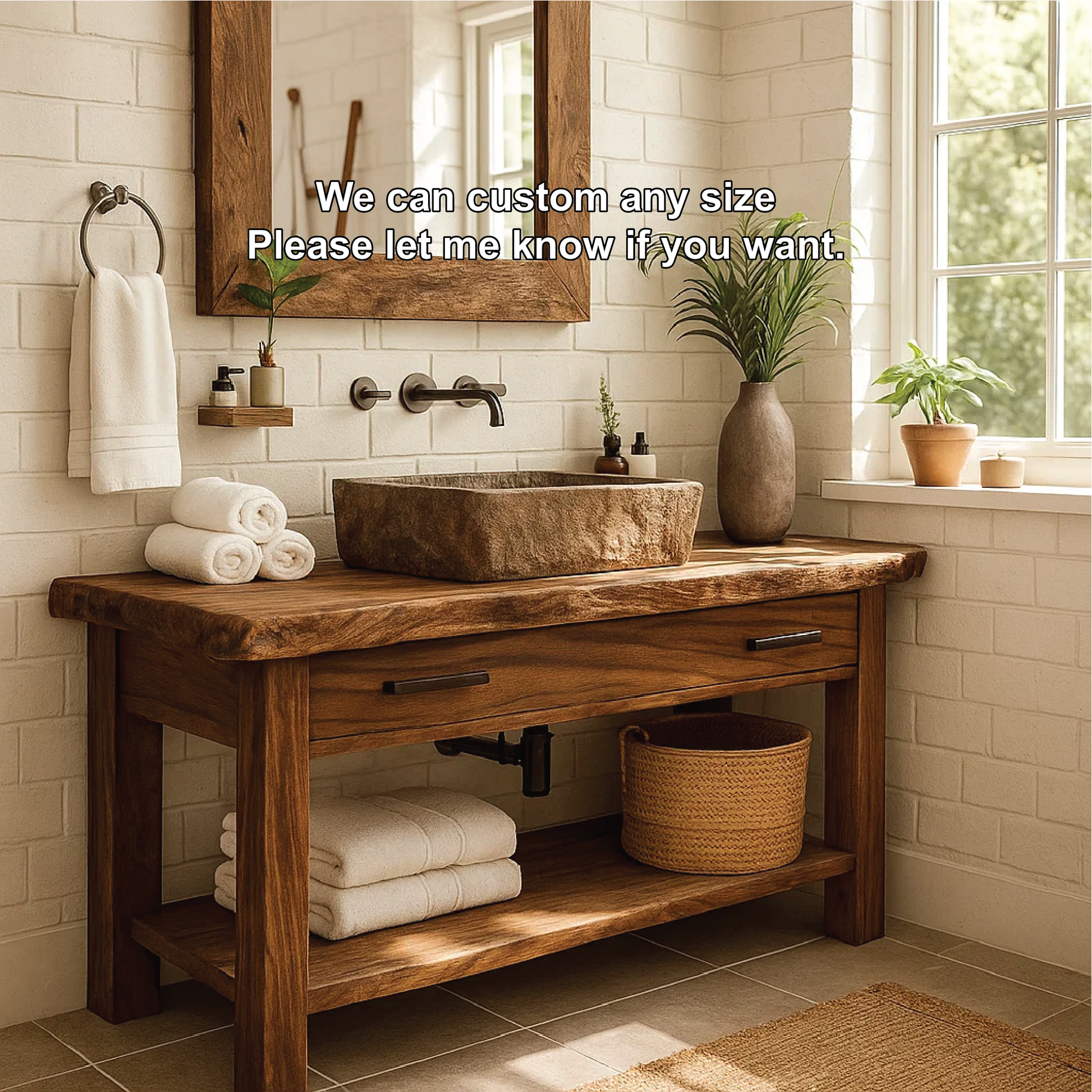 Handcrafted Solid Wood Bathroom Vanity with Rustic Live Edge Design and Modern Farmhouse Charm Lynnsnail