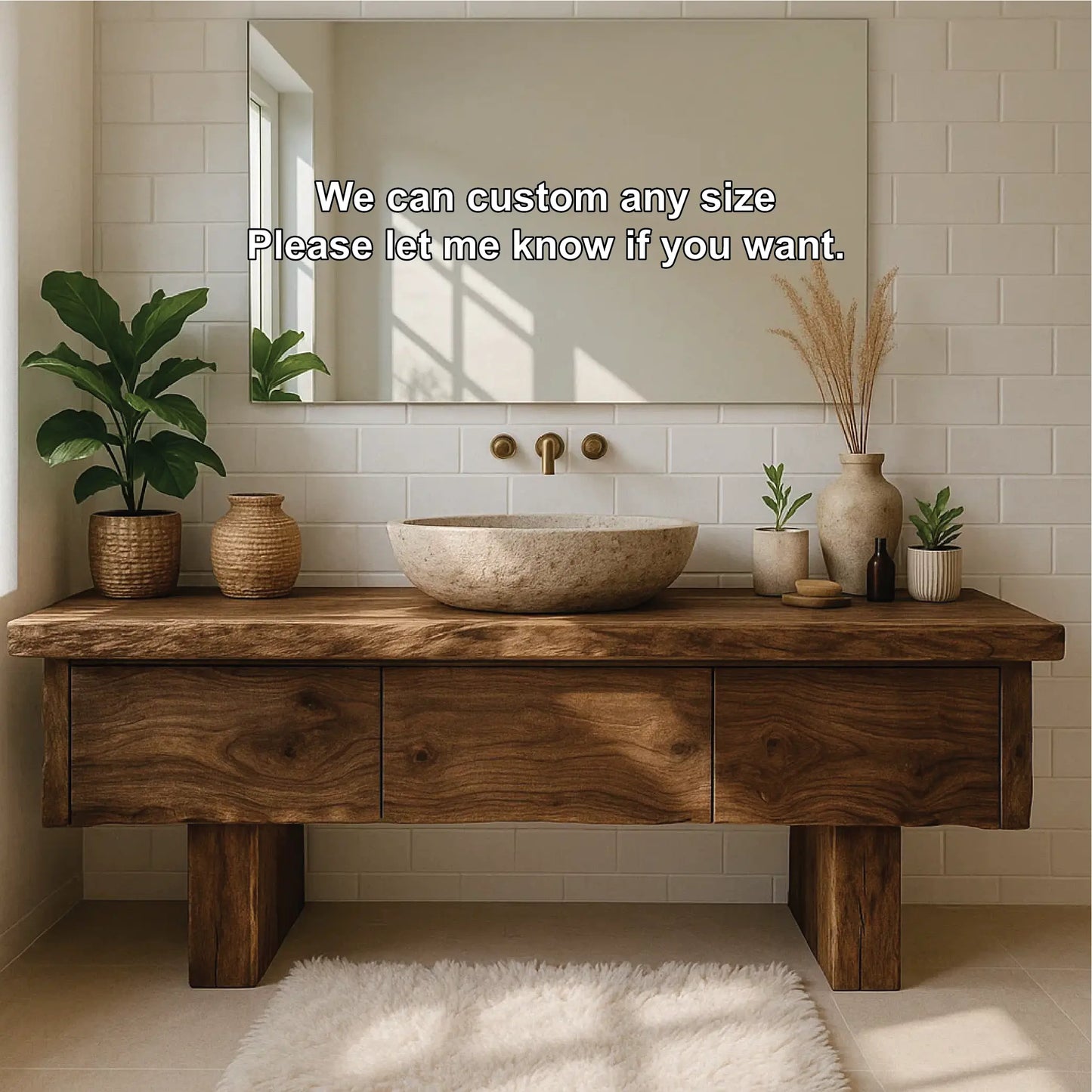 Handcrafted Solid Wood Bathroom Vanity with Live Edge Top and Minimalist Modern Design Lynnsnail