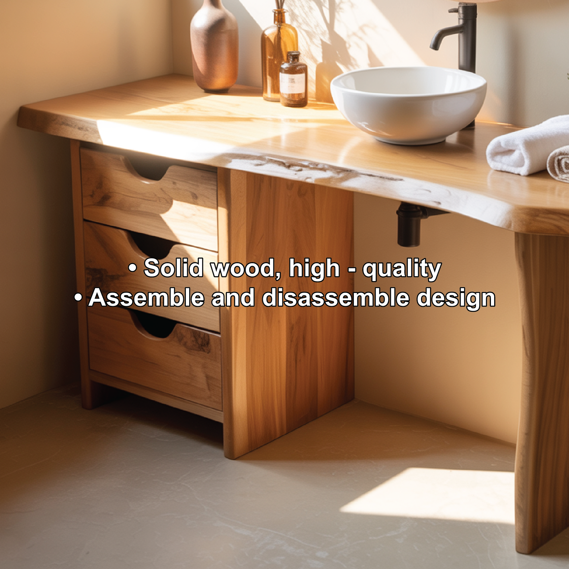 Handcrafted Solid Wood Bathroom Vanity with Live Edge Design for Modern Natural Interiors Lynnsnail