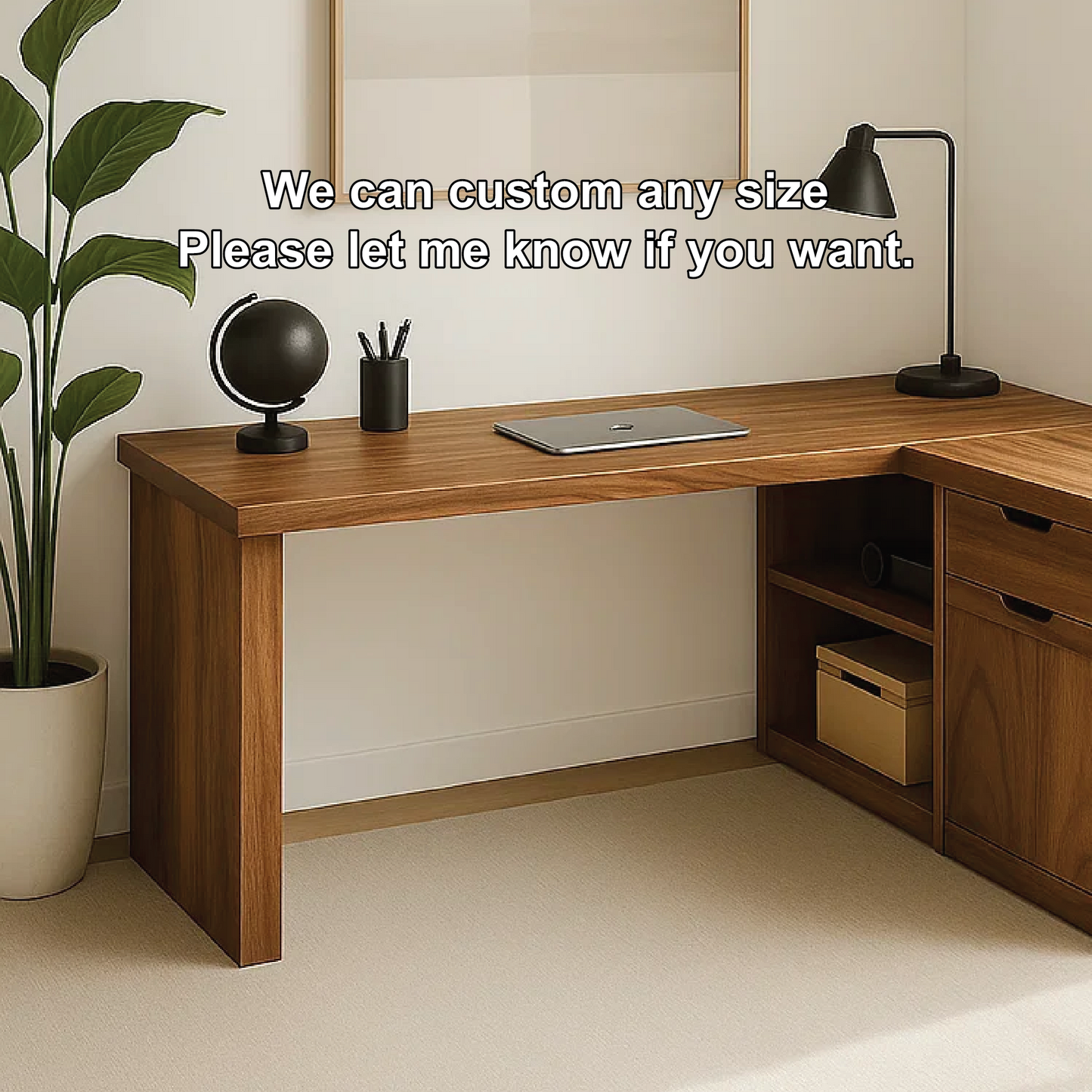 Handcrafted Solid Wood L-Shaped Work Desk – Modern Corner Office Table with Storage Drawers