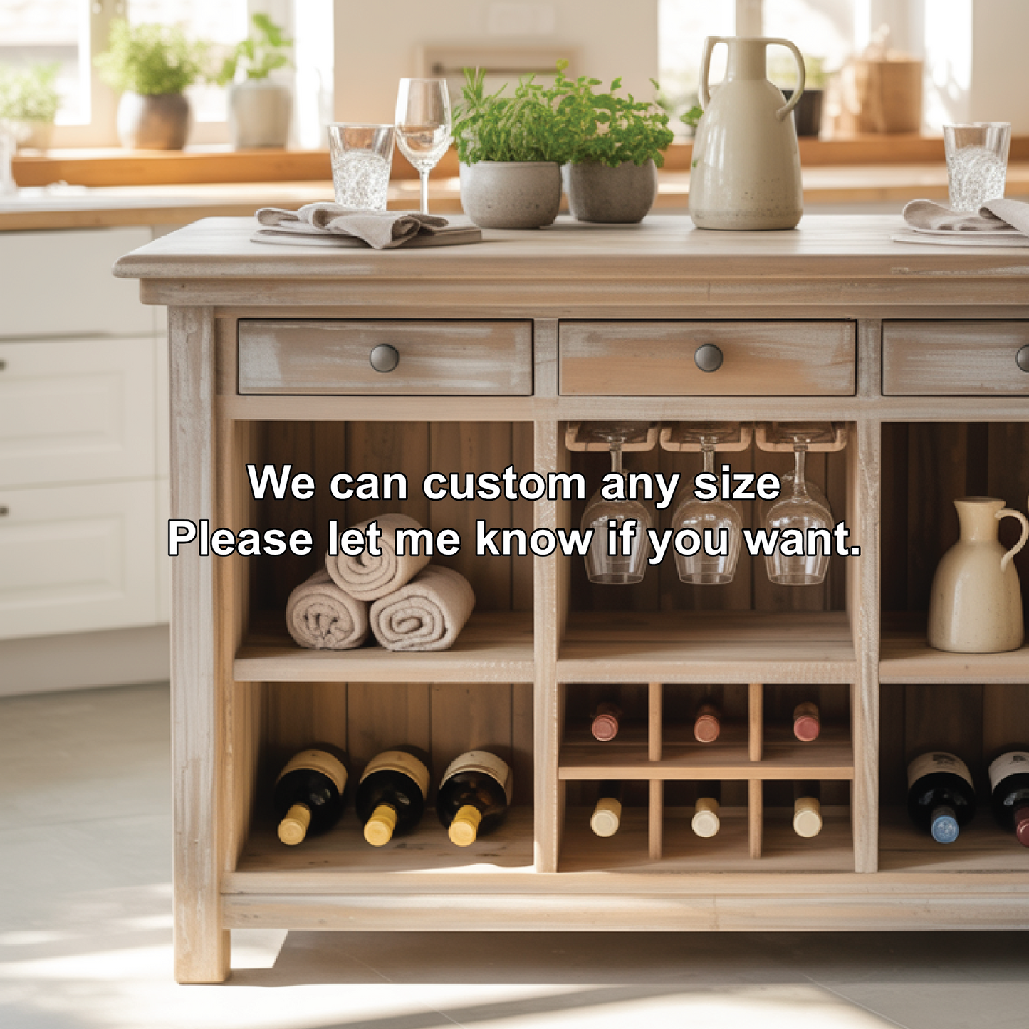 Handcrafted Solid Wood Dining Cabinet with Wine Storage and Hanging Glass Display Lynnsnail
