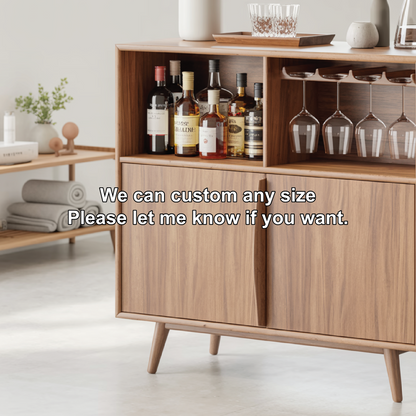 Handcrafted Solid Wood Dining Cabinet with Wine Storage and Glass Holder Shelves Lynnsnail