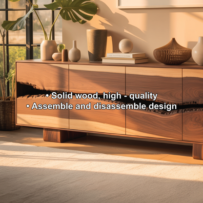 Handcrafted Solid Wood Console Table with Natural Live-Edge Pattern for Modern Living Spaces Lynnsnail