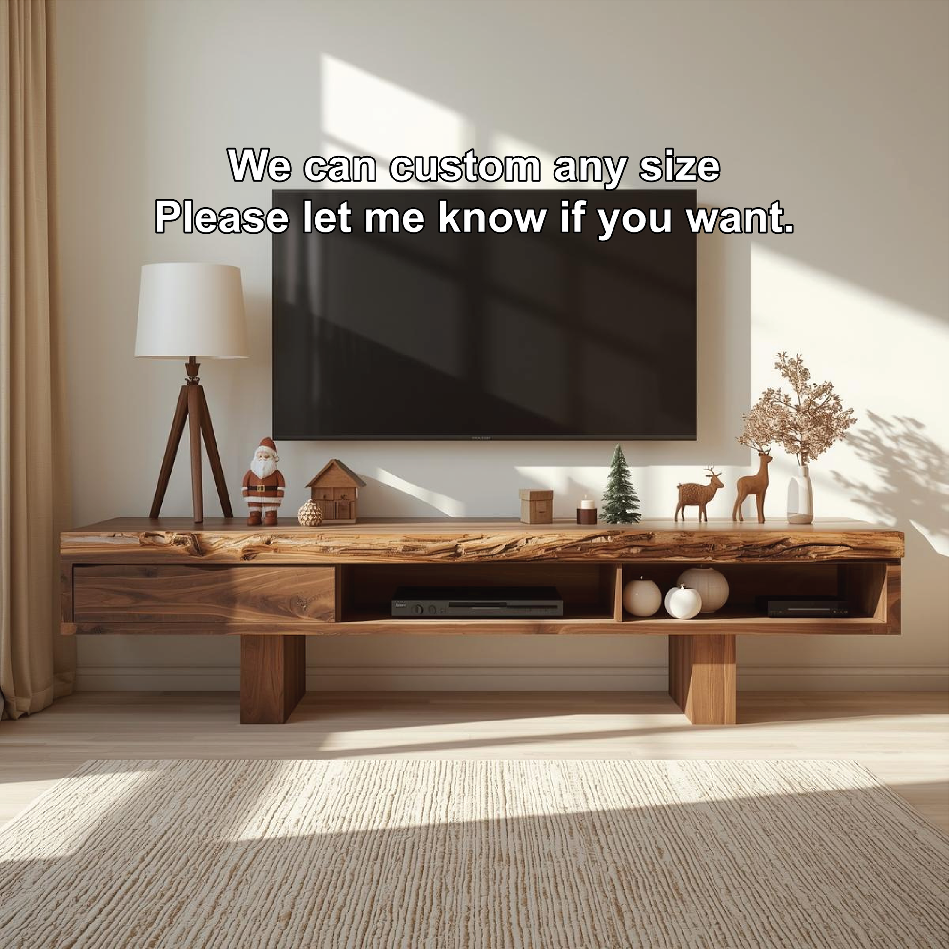 Handcrafted Solid Wood Live Edge TV Stand with Minimalist Design for Elegant Modern Interiors Lynnsnail