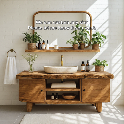 Handcrafted Solid Wood Bathroom Vanity with Live Edge Top and Natural Minimalist Design Lynnsnail