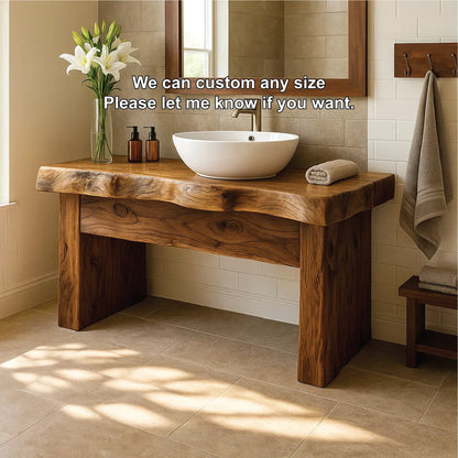 Handcrafted Solid Wood Bathroom Vanity with Live Edge Design for Natural and Modern Interiors Lynnsnail