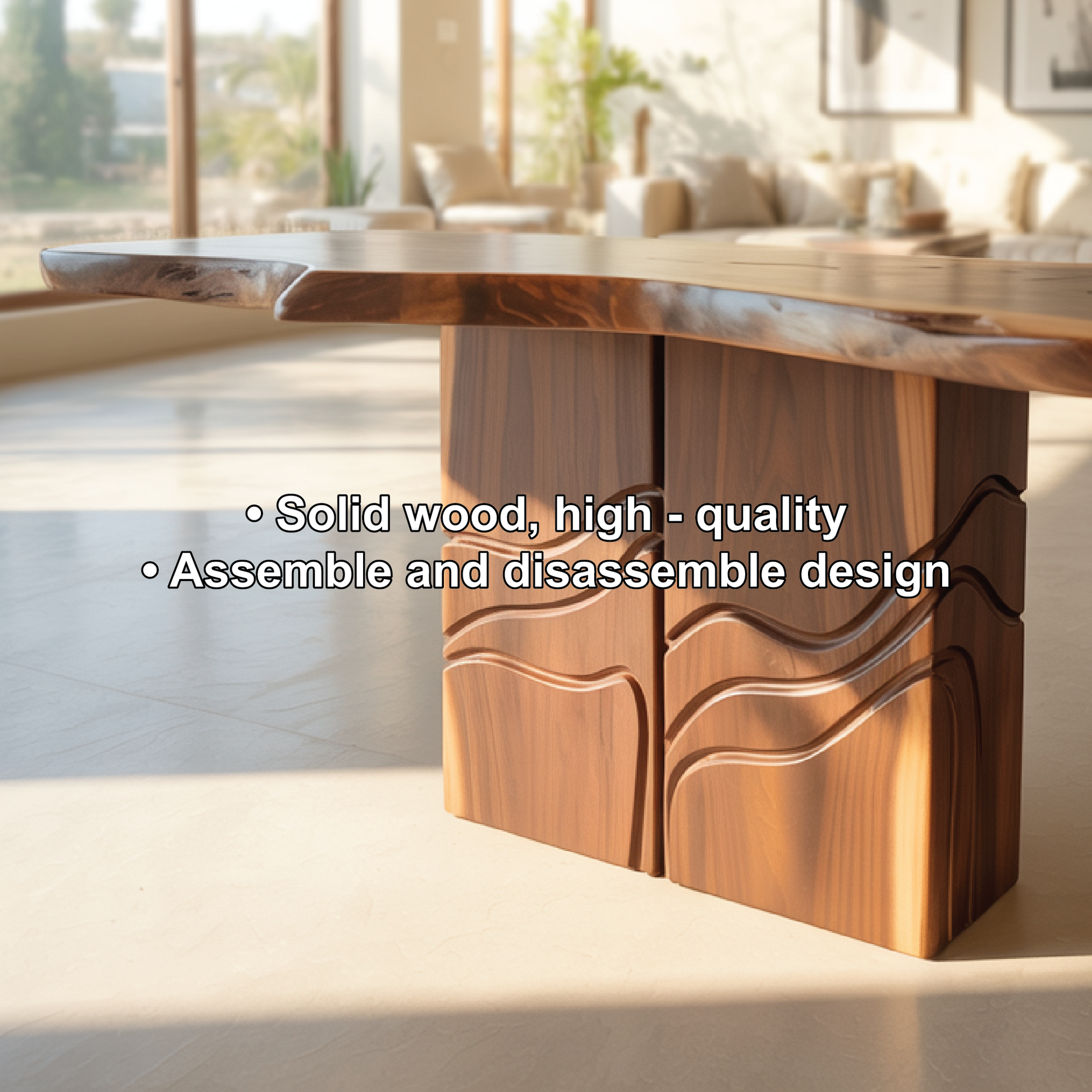 Solid Wood Console Table with Sculpted Base – Handcrafted Live Edge Entryway Furniture Lynnsnail