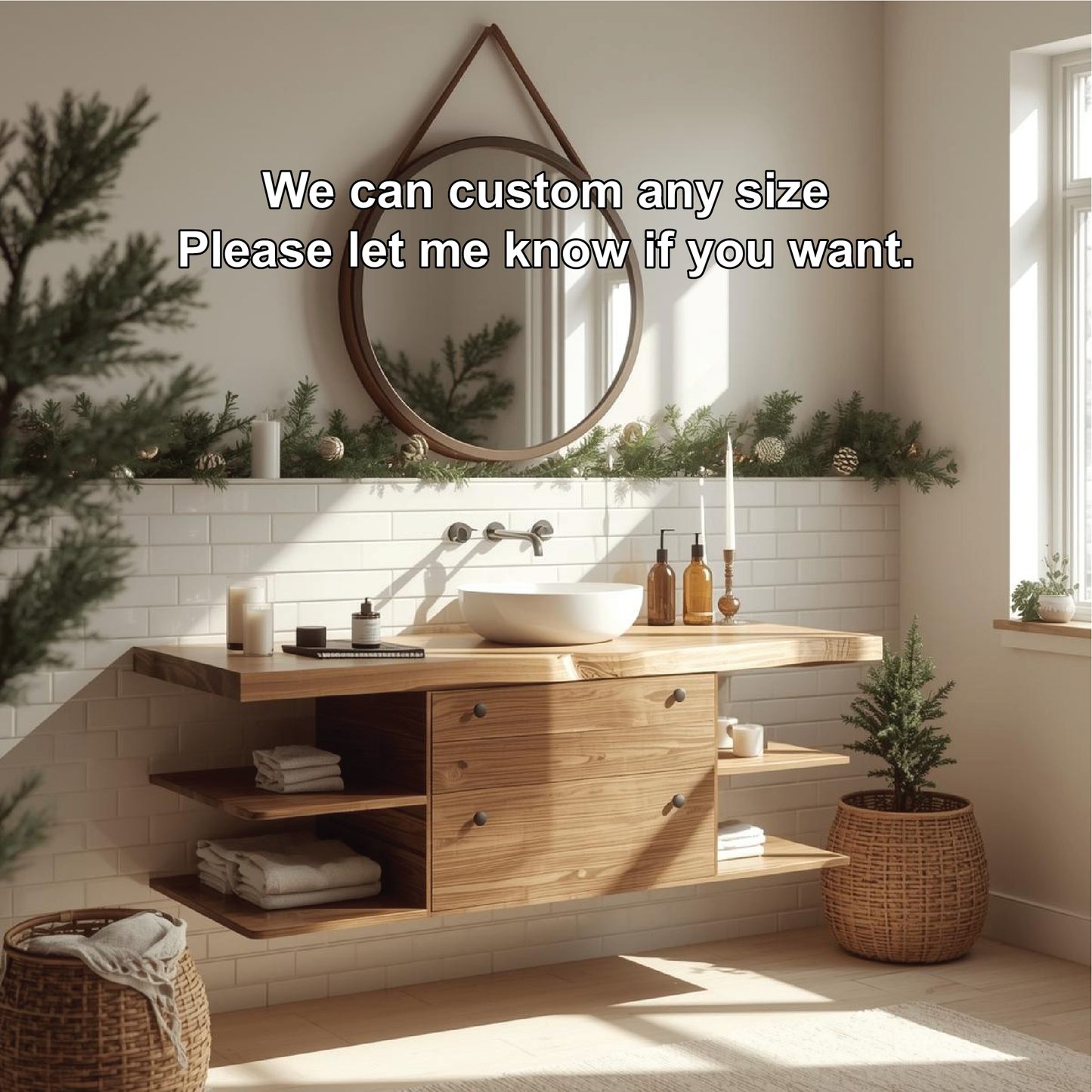 Handcrafted Solid Wood Floating Bathroom Vanity with Shelf Storage and Natural Modern Design Lynnsnail